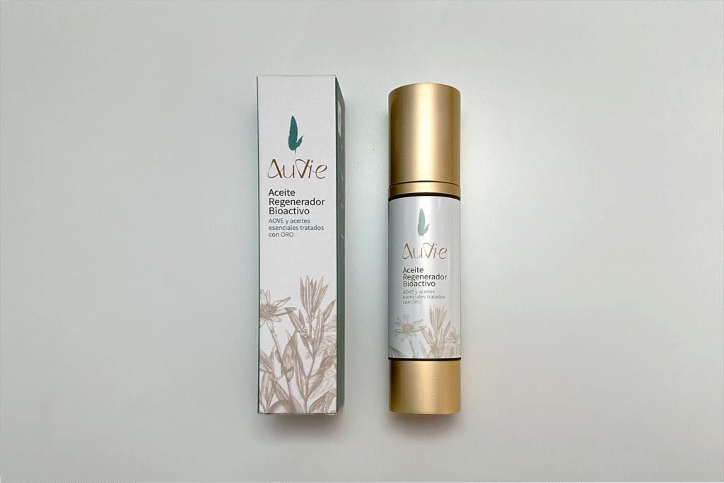 auvie packaging veralidad studio etiqueta caja ilustacion botanica oro
