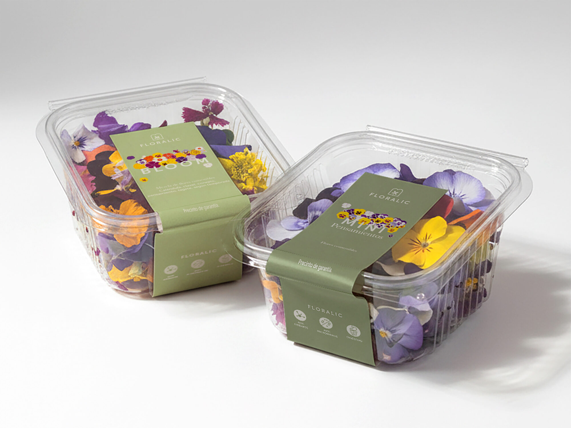 diseño etiquetas floralic brotalic packaging veralidad studio flores comestibles marca logotipo