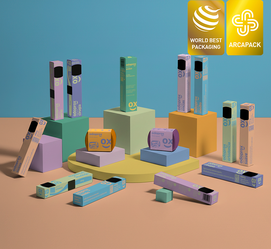 odoprox diseño packaging rebranding arcapack premio estudio cantabria farma pharma diseño veralidad studio
